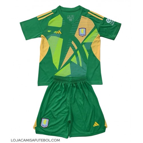 Camisa de Futebol Aston Villa Goleiro Equipamento Principal Infantil 2024-25 Manga Curta (+ Calças curtas)